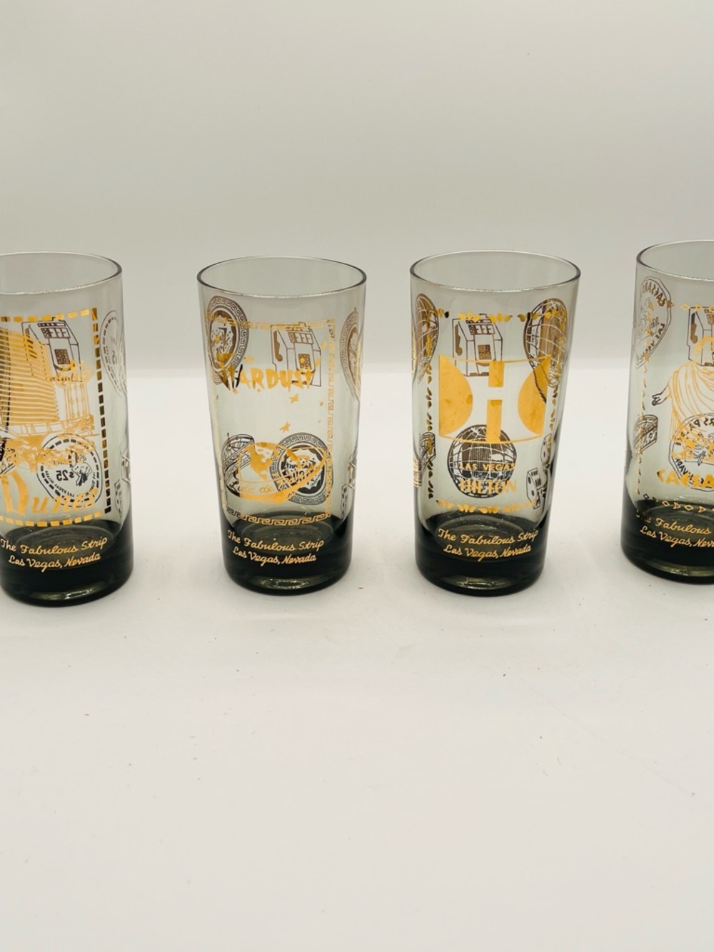 Vintage Vegas Highball Glass - Gold and Black Design